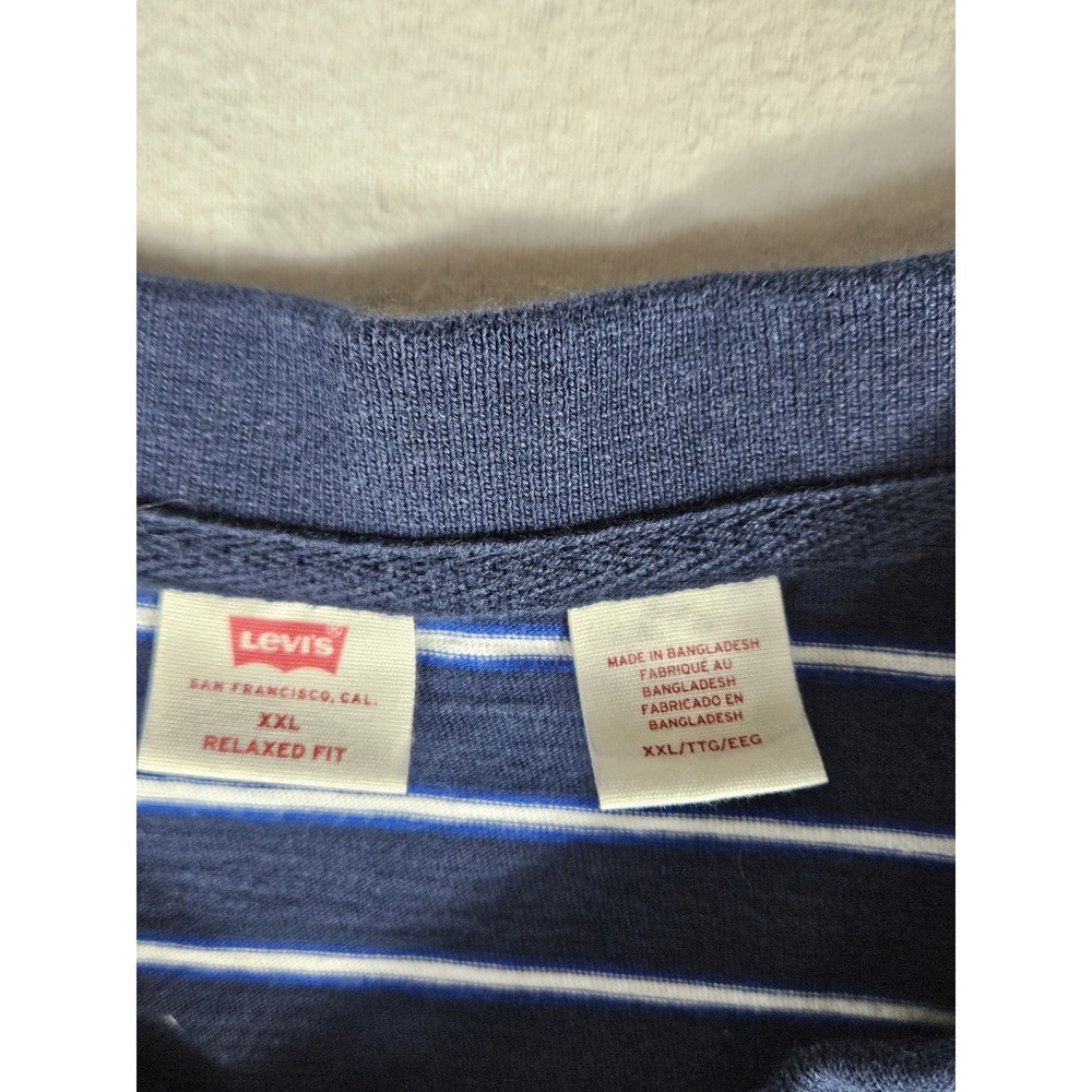 Levis Mens XXL Relaxed Fit Striped Polo Shirt Navy Blue White‎ 00308-0000 - Picture 5 of 10